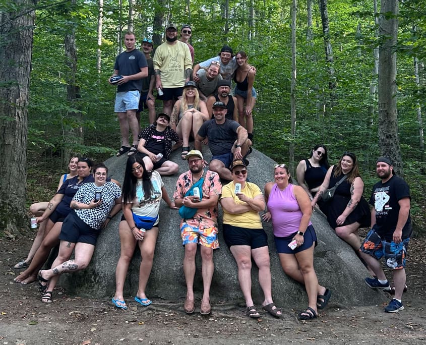 Photo of the Long Road Distiller's Team who were our juniper pickers on Beaver Island